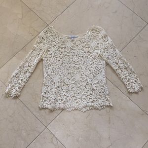 Delia’s floral cutouts off-white mesh top